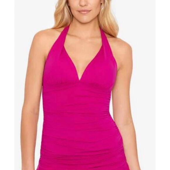 Ralph Lauren Beach Club Solid Molded Cup Halter Tankini Top Hot Pink Size 4 NWT - Picture 1 of 13